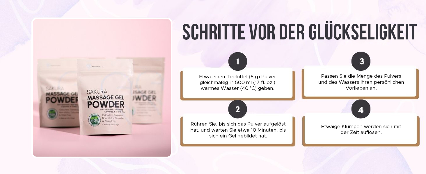 EROTICGEL «Nuru Massage Gel Powder - SAKURA Edition» 50g japanisches Massagegel-Pulver mit Aloe Vera, Grünem Tee, Algen und Süßholz-Extrakt (8)
