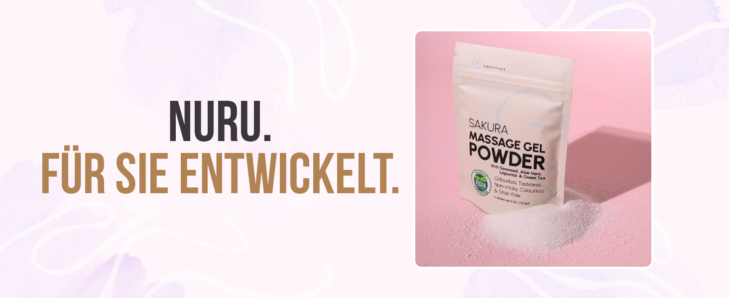 EROTICGEL «Nuru Massage Gel Powder - SAKURA Edition» 50g japanisches Massagegel-Pulver mit Aloe Vera, Grünem Tee, Algen und Süßholz-Extrakt (17)