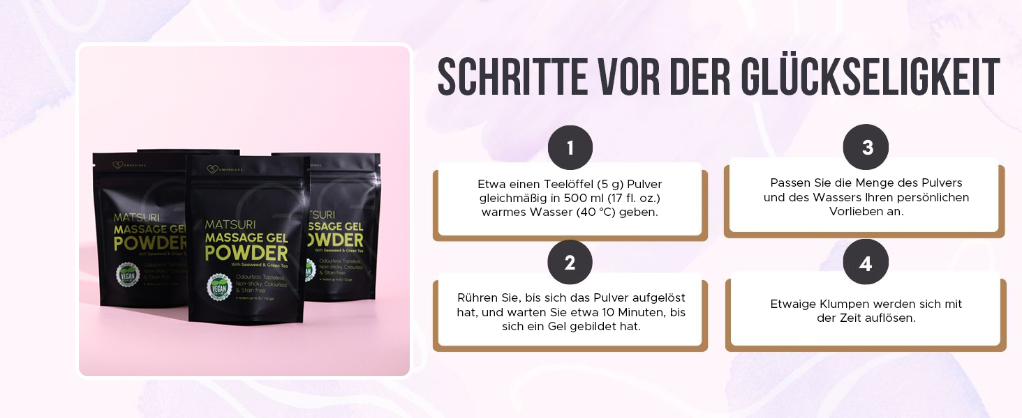 EROTICGEL «Nuru Massage Gel Powder - MATSURI Edition» 50g japanisches Massagegel-Pulver mit Grünem Tee und Algen-Extrakt (8)