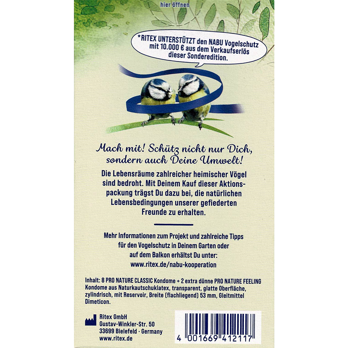 Ritex Pro Nature «GUT zu VÖGELN» NABU-Sonderedition: 8+2 vögelfreundliche Kondome (4)