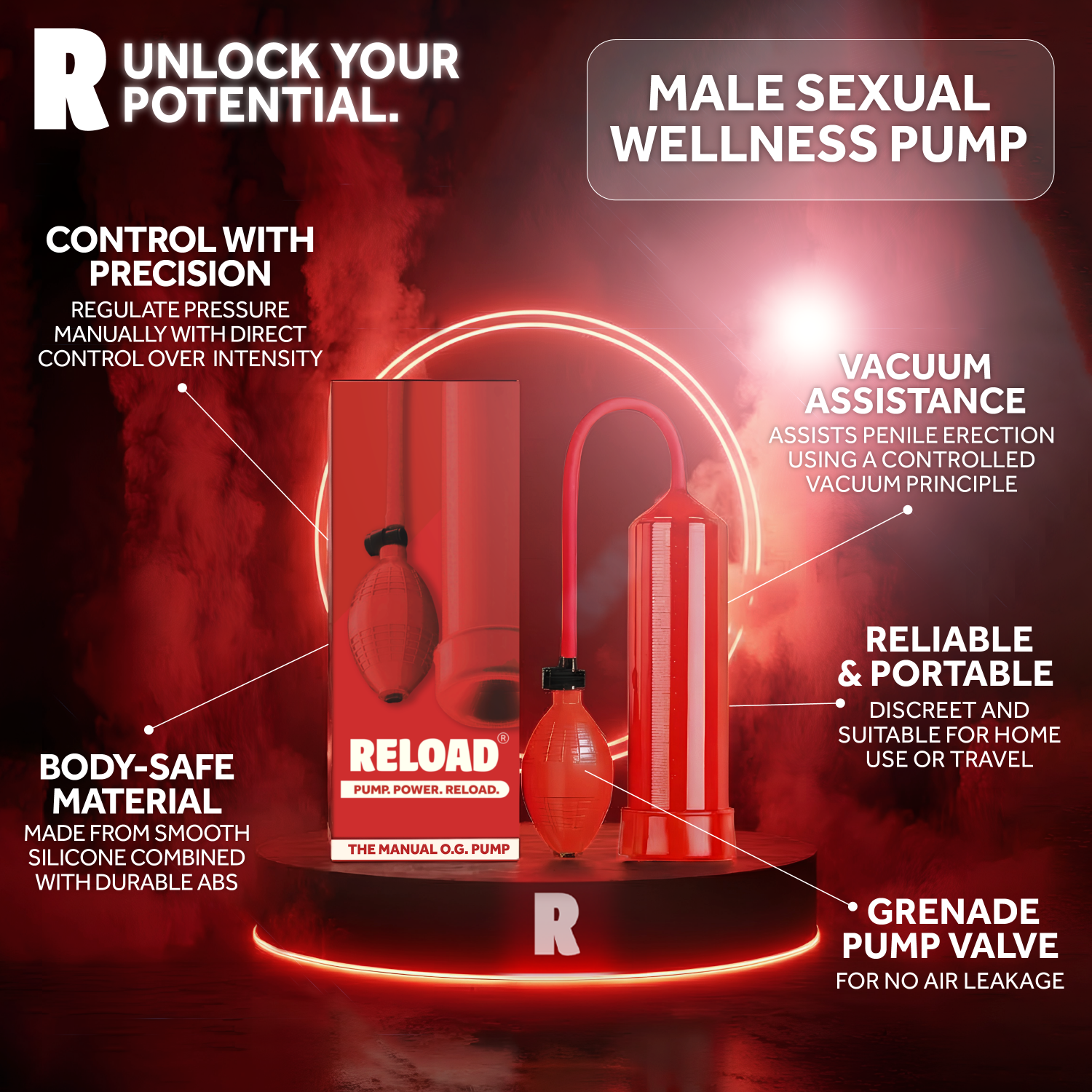 Reload «Manual Pump» Rot, einfache Penispumpe mit Pumpball (11)
