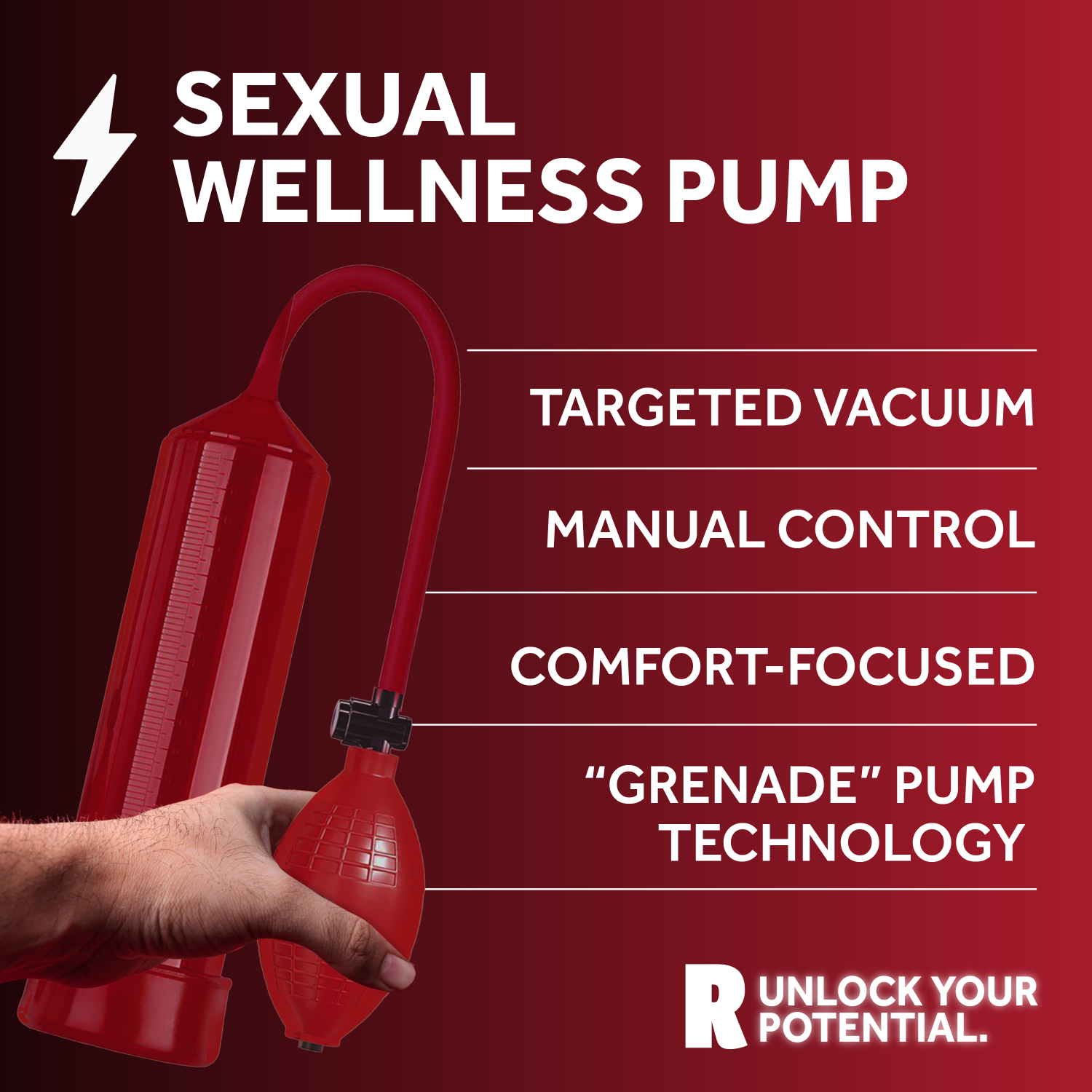 Reload «Manual Pump» Rot, einfache Penispumpe mit Pumpball (6)