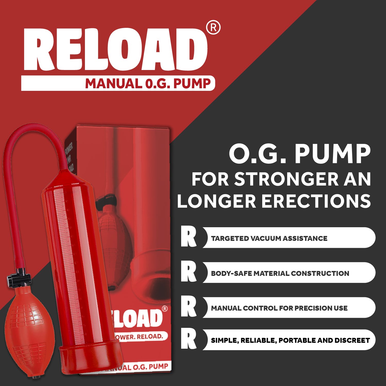 Reload «Manual Pump» Rot, einfache Penispumpe mit Pumpball (4)