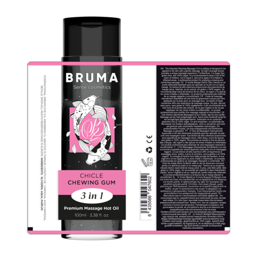 BRUMA «3 in 1 Chicle» Chewing Gum, 100ml wärmendes Massagegel mit Kaugummi-Geschmack (8)