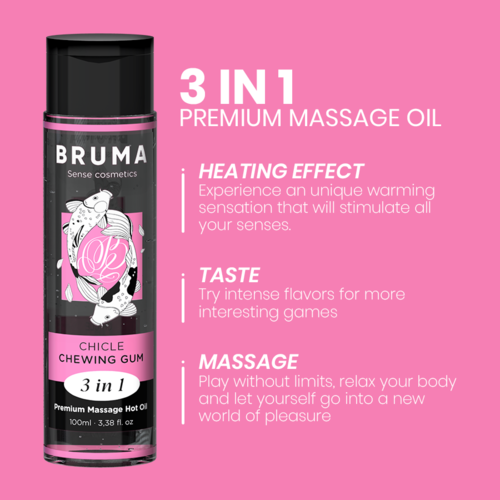 BRUMA «3 in 1 Chicle» Chewing Gum, 100ml wärmendes Massagegel mit Kaugummi-Geschmack (7)