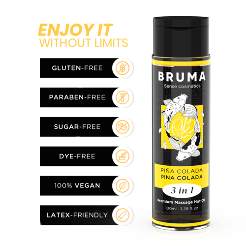 BRUMA «3 in 1 Pina Colada» 100ml wärmendes Massagegel mit Kaugummi-Geschmack (8)