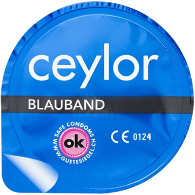 Ceylor «Blauband» 6 skin friendly condoms with cream lubricant, hygienically sealed in condom pods
