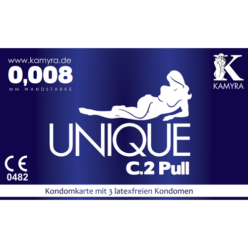Kamyra «Unique C.2 Pull» Box - 24 condom cards with in total 72 latex free condoms