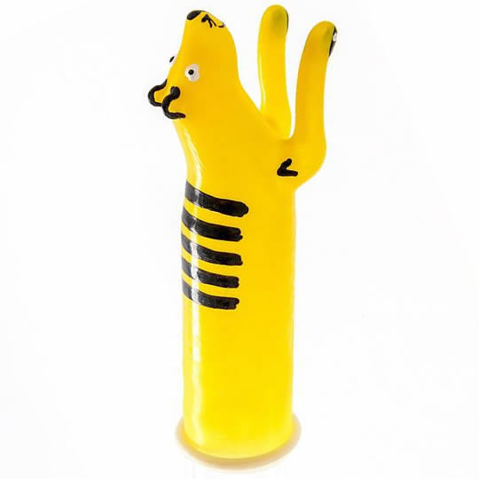 XL novelty condom with figure «Tiger», 1 piece, hand-painted