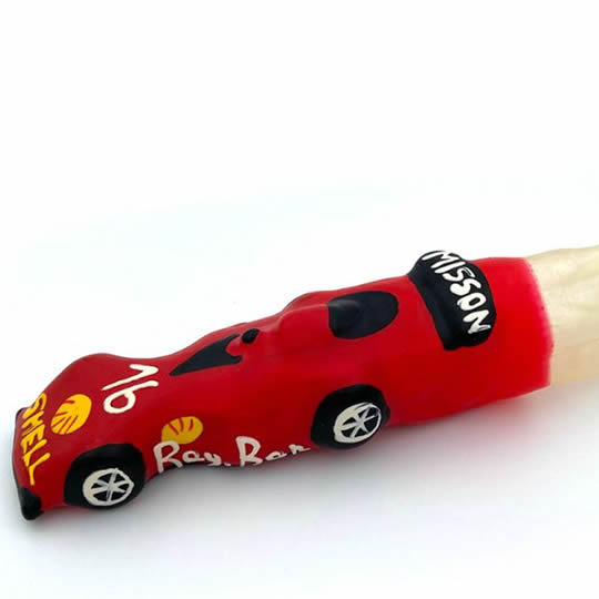 XL novelty condom with figure «Racing Car (red)», 1 piece, hand-painted