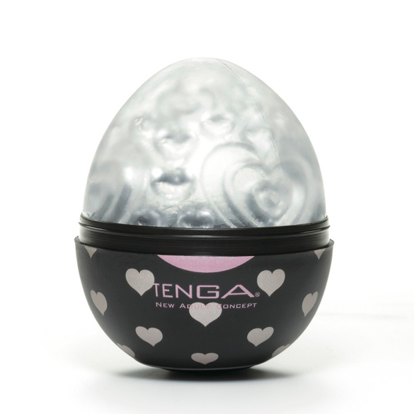 Tenga Egg «Lovers» disposable masturbator with stimulating structure (heart-shaped dots) - special edition for couples