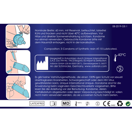 Kamyra «Unique C.2 Pull» Doppelpack - 2 Kondomkarten mit je 3 latexfreien Kondomen