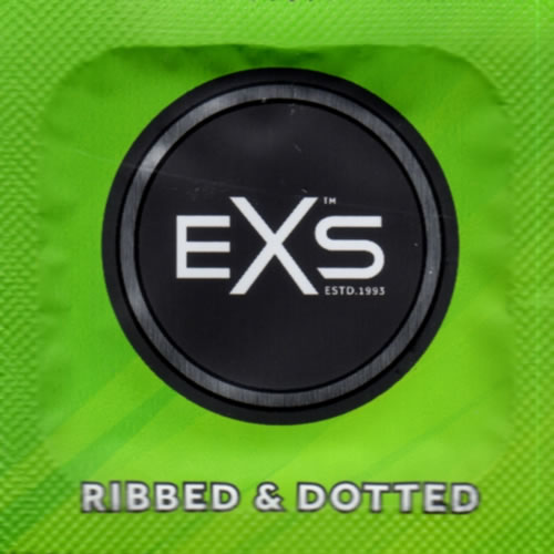 EXS «Ribbed & Dotted» 100 stimulating condoms with 3-in-1 effect, bulk pack