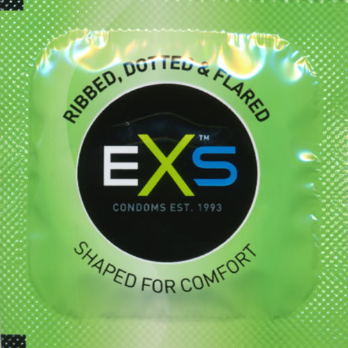 EXS «Ribbed & Dotted» 144 stimulating condoms with 3-in-1 effect, clinic pack