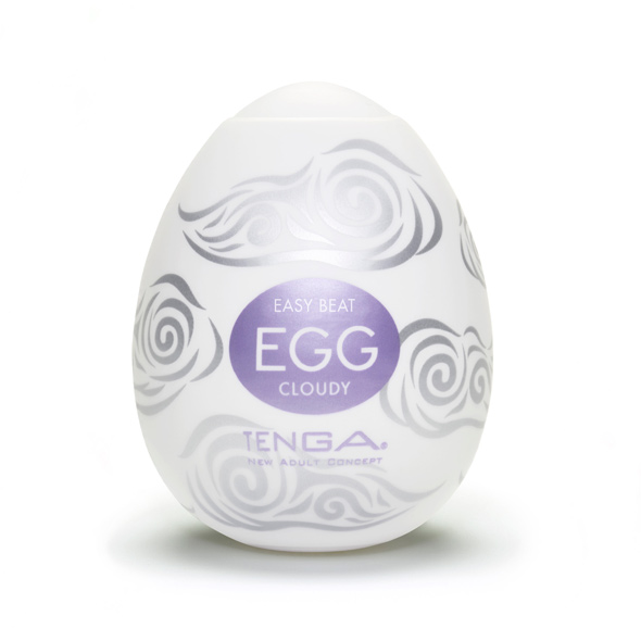 Tenga Egg «Cloudy» hard boiled, disposable masturbator with stimulating structure (cloud-shaped ribs)