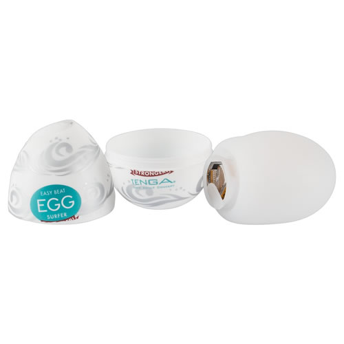 Tenga Egg «Surfer» hard boiled, disposable masturbator with stimulating structure (wave-shaped ribs)