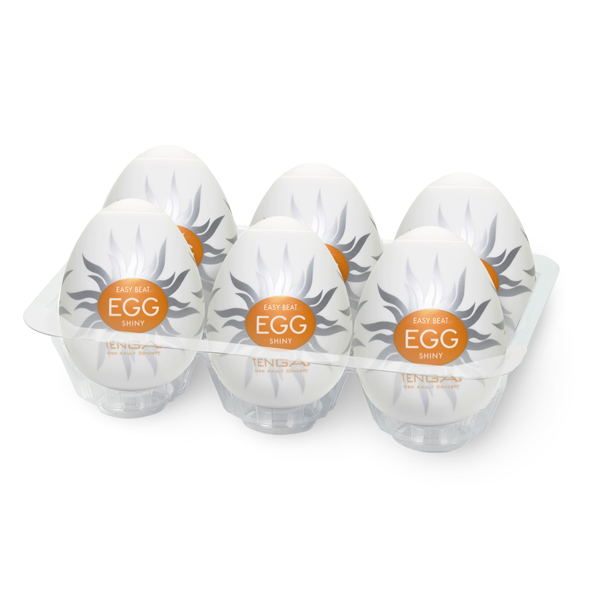 Tenga Egg Sixpack «Shiny» Einmal-Masturbatoren mit stimulierender Struktur (Rippen im Sonnen-Design), 6 Stück