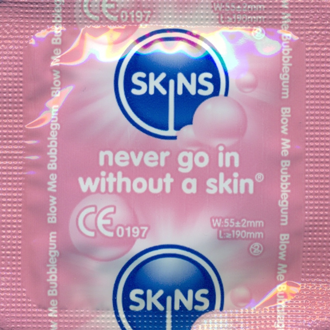 Skins «Bubblegum» 4 leckere Kondome mit Kaugummi-Aroma - ohne Latexgeruch