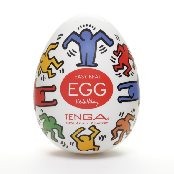 Tenga Egg «Cool & Wavy II» disposable masturbator with stimulating structure - Special Edition by Keith Haring