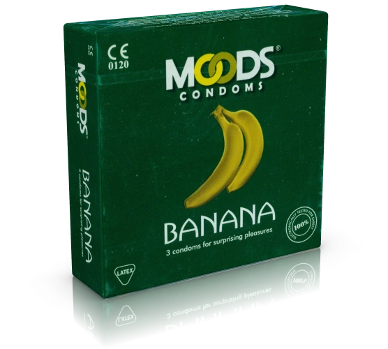 MOODS «Banana Condoms» 3 pink condoms with banana flavour for fruity pleasure