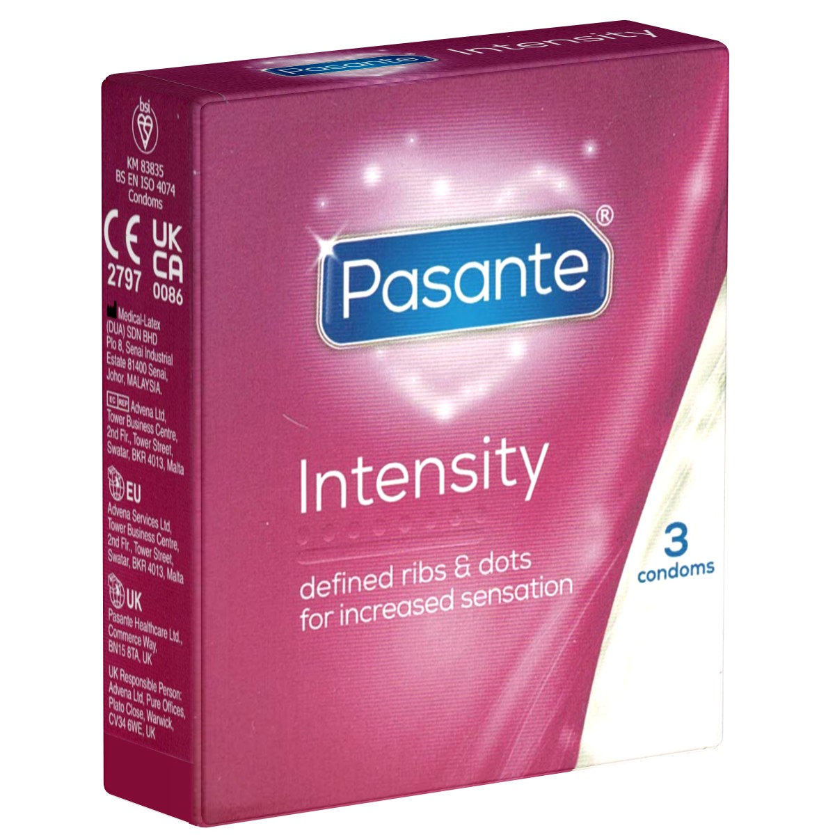 Pasante «Intensity» (Vorteilspack!) 12x3 erregungsintensive Kondome mit Rillen und Noppen