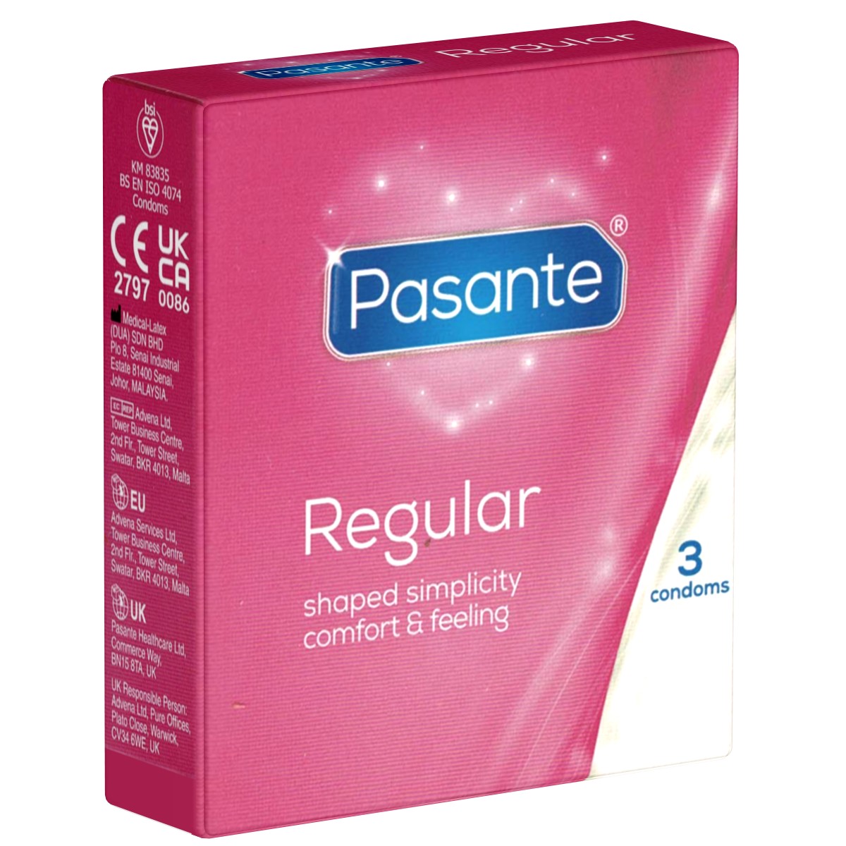 Pasante «Regular» (value pack) 12x3 anatomic condoms with especially large head