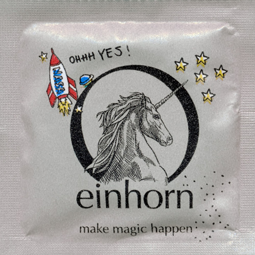 Einhorn Condoms: 7 vegane Kondome in der Chipstüte, Motiv «Penisgegenstände»