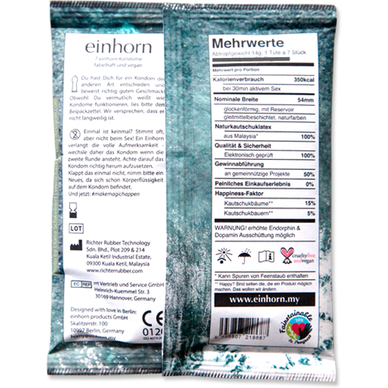 Einhorn Condoms: 7 vegan condoms in the chips bag, design «Bali»