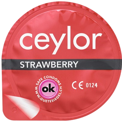 Ceylor «Strawberry» 100 tasty condoms with aroma lubricant, hygienically sealed in condom pods