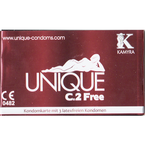 Kamyra «Unique C.2 Free» Kondomkarte mit 3 latexfreien Kondomen