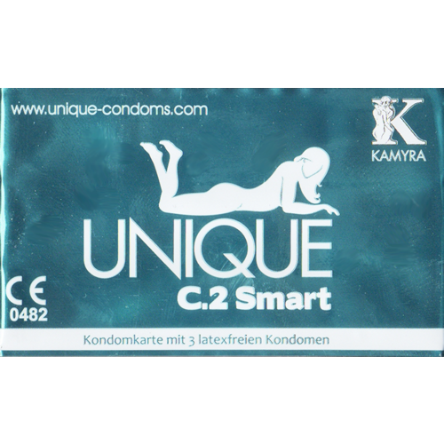 Kamyra «Unique C.2 Smart» Box - 24 Kondomkarten mit je 3 latexfreien PRE-ERECTION-Kondomen