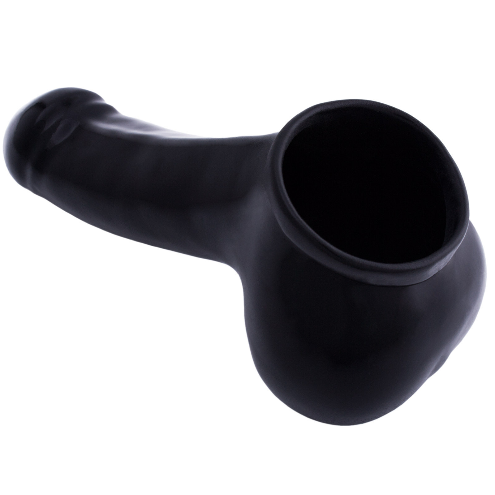 Toylie Latex Penis Sleeve «ADAM 4.5» black, with molded glans and scrotum - suitable for vegans