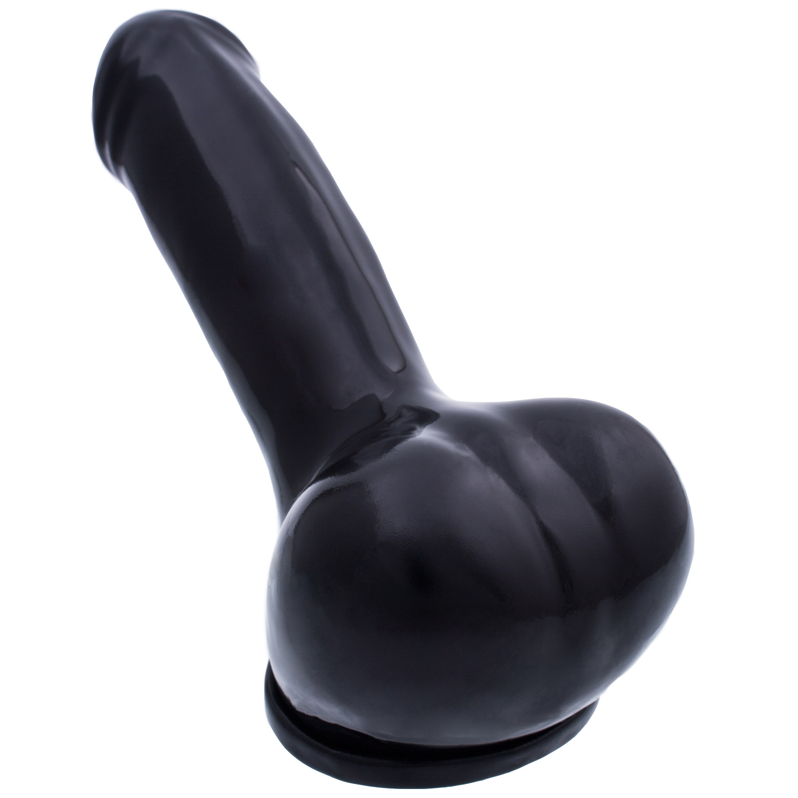 Toylie Latex Penis Sleeve «ADAM 4.5» black, with molded glans and scrotum - suitable for vegans