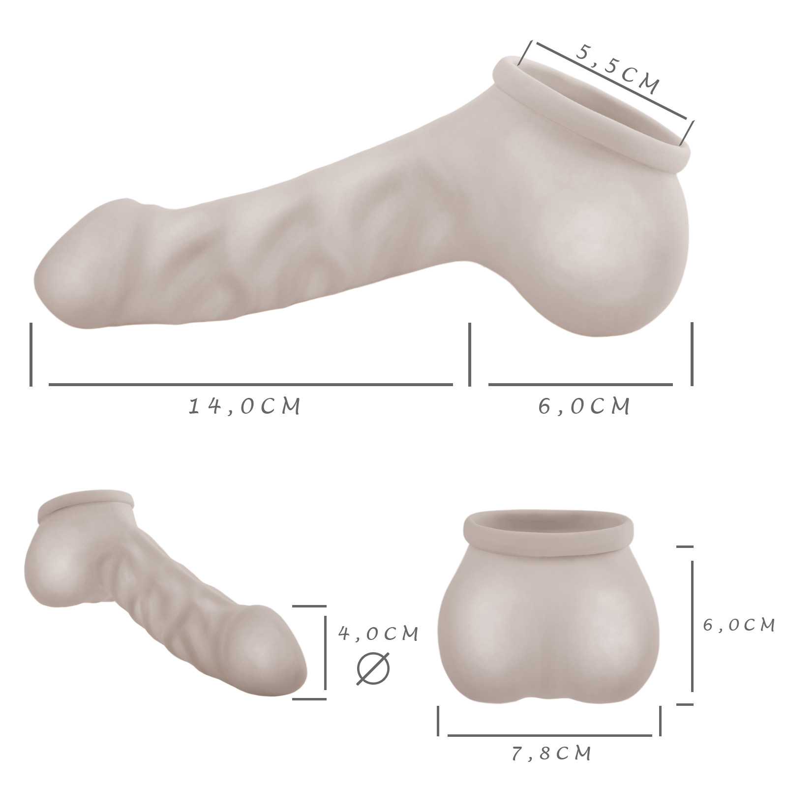 Toylie Latex-Penishülle «FRANZ» semi-transparent, mit starker Äderung und Hodensack