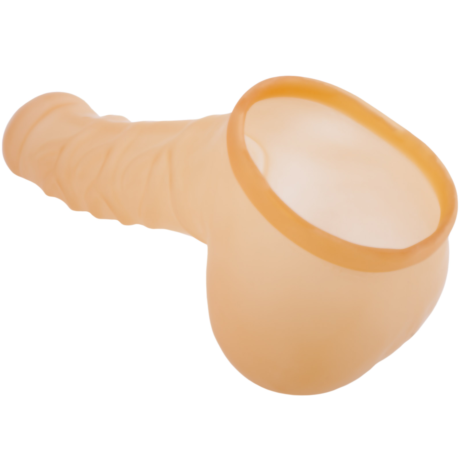 Toylie Latex Penis Sleeve «FRANZ» semi-transparent, with strong veins and molded scrotum - suitable for vegans