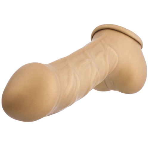 Toylie Latex Penis Sleeve «CARLOS» golden, with strong veins and molded scrotum