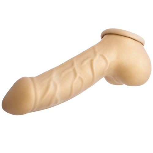 Toylie Latex Penis Sleeve «CARLOS» golden, with strong veins and molded scrotum