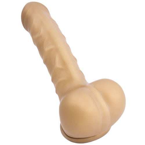 Toylie Latex Penis Sleeve «CARLOS» golden, with strong veins and molded scrotum