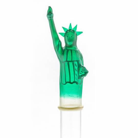 XL novelty condom with figure «Statue of Liberty», 1 piece, hand-painted