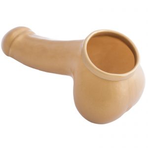 Toylie Latex Penis Sleeve «ADAM 4.5» golden, with molded glans and scrotum