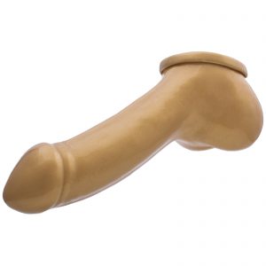 Toylie Latex Penis Sleeve «ADAM 4.5» golden, with molded glans and scrotum