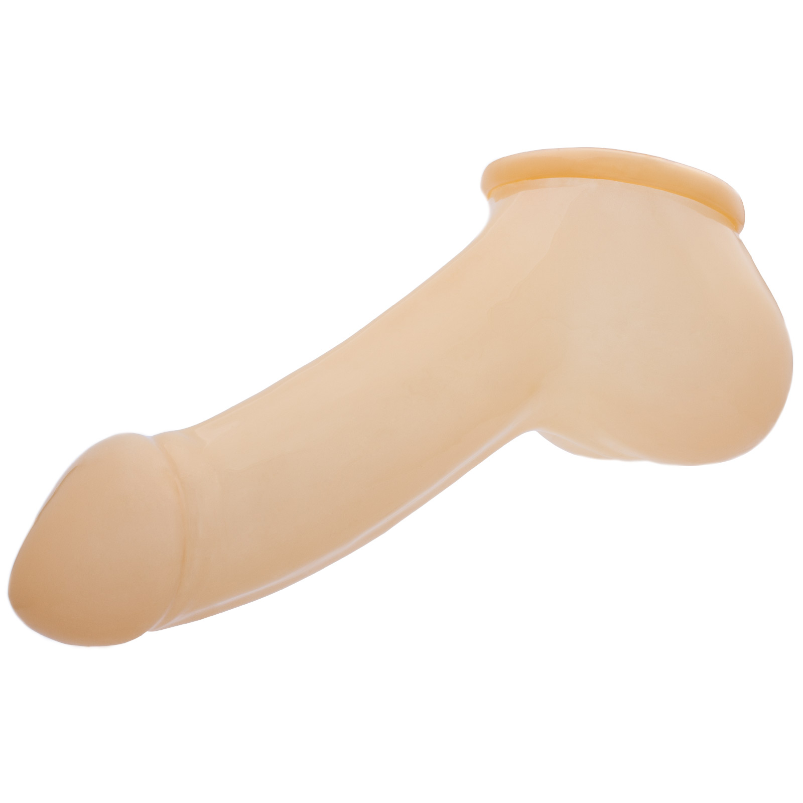 Toylie Latex Penis Sleeve «ADAM 4.5» semi-transparent, with molded glans and scrotum - suitable for vegans