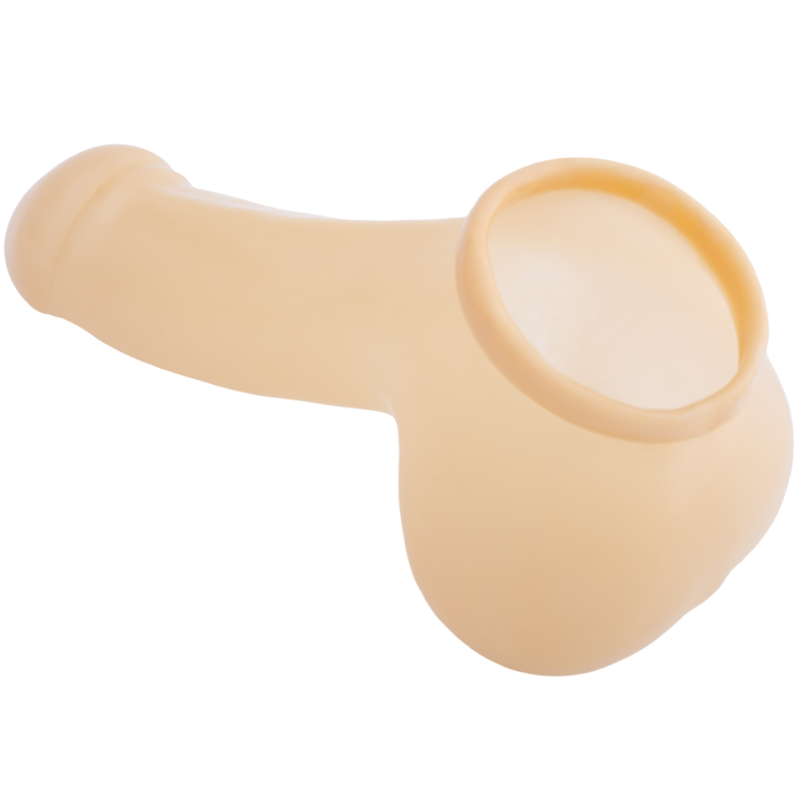 Toylie Latex Penis Sleeve «ADAM 4.5» semi-transparent, with molded glans and scrotum - suitable for vegans