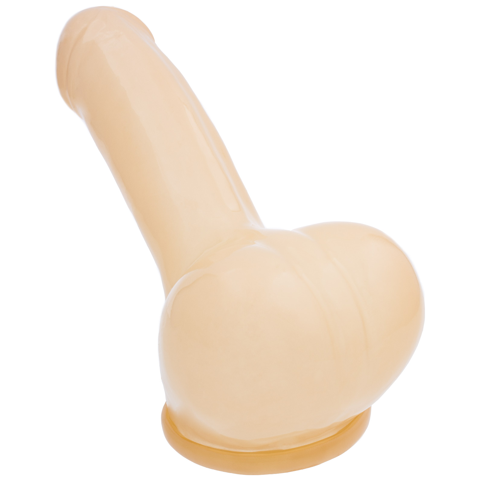 Toylie Latex Penis Sleeve «ADAM 4.5» semi-transparent, with molded glans and scrotum - suitable for vegans