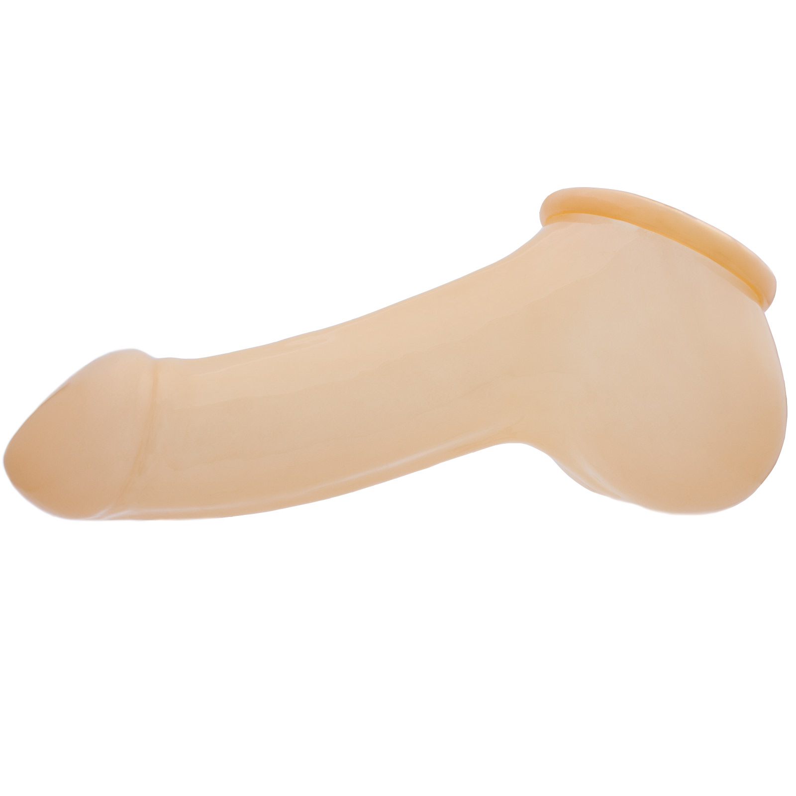 Toylie Latex Penis Sleeve «ADAM 4.5» semi-transparent, with molded glans and scrotum - suitable for vegans