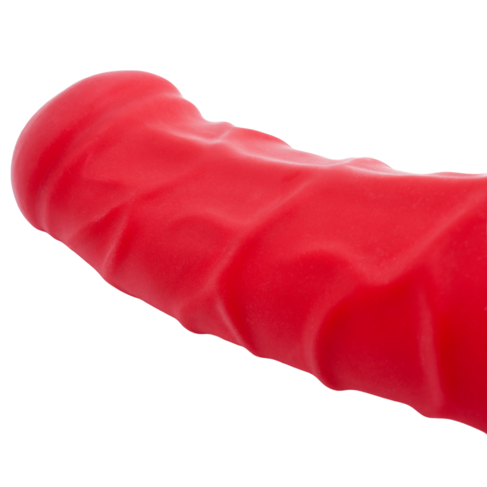 Toylie Latex Penis Sleeve «CARLOS» red, with strong veins and molded scrotum