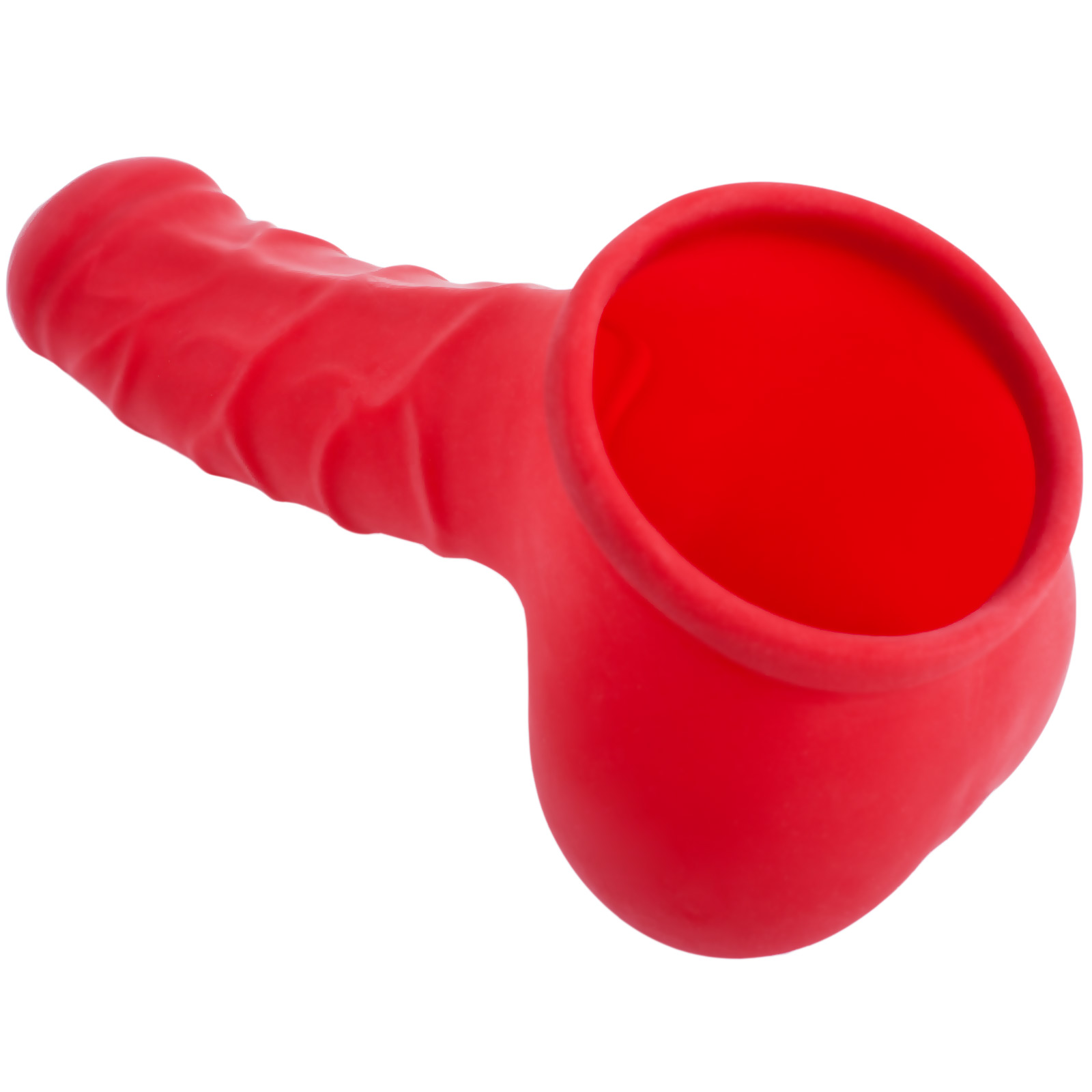 Toylie Latex Penis Sleeve «CARLOS» red, with strong veins and molded scrotum