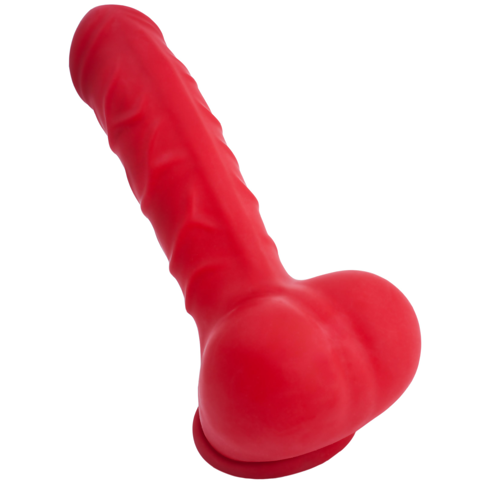 Toylie Latex Penis Sleeve «CARLOS» red, with strong veins and molded scrotum