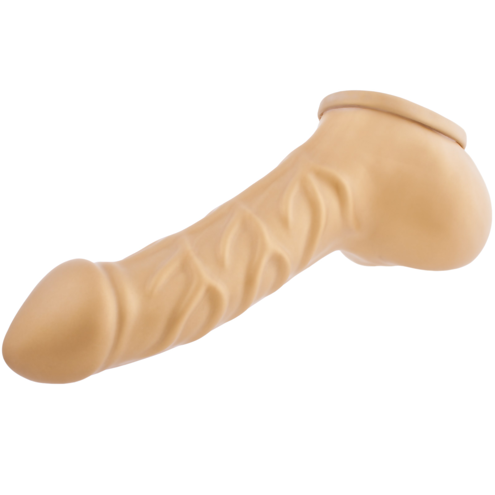 Toylie Latex Penis Sleeve «FRANZ» golden, with strong veins and molded scrotum