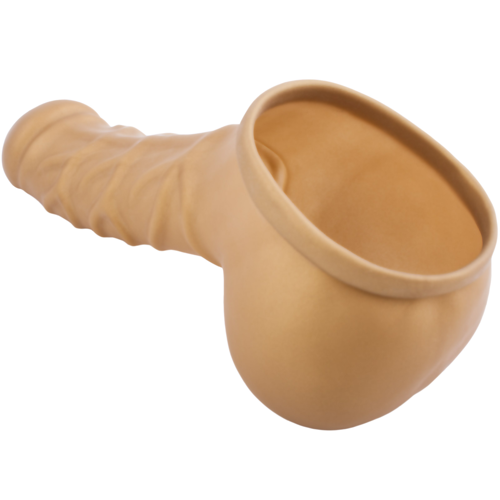 Toylie Latex Penis Sleeve «FRANZ» golden, with strong veins and molded scrotum